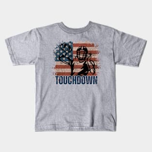 Touchdown Football American Flag Kids T-Shirt